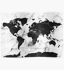 Weltkarte aus Marmor Poster