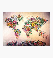 world map floral 4 Photographic Print
