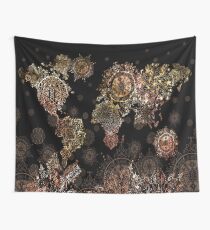 Weltkarte Mandala Gold Wandbehang