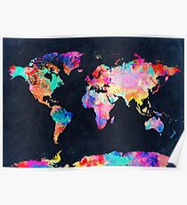 Póster Acuarela del mapa mundial 2