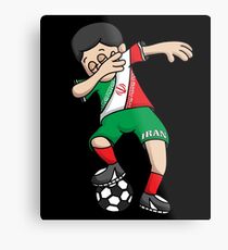Iran Football Dabbing Soccer Boy With National Flag Jersey Futbol Fan Shirt Metal Print