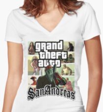 GTA SAN ANDREAS Women's Fitted V-Neck T-Shirt