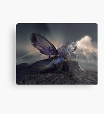 Schmetterling und die Raupe Metallbild