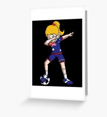 Australia Dabbing Soccer Girl With Soccer Ball And National Team Flag Football Fan Design Greeting Card