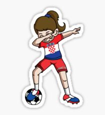 Croatia Dabbing Soccer Girl With Soccer Ball And National Team Flag Football Fan Design Sticker