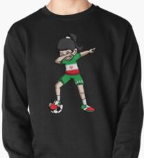 Iran Dabbing Soccer Girl With Soccer Ball And National Team Flag Football Fan Design Pullover