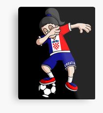 Croatia Football Dabbing Soccer Girl With Soccer Ball And National Flag Jersey Futbol Fan Design Metal Print