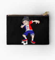 Croatia Football Dabbing Soccer Girl With Soccer Ball And National Flag Jersey Futbol Fan Design Studio Pouch