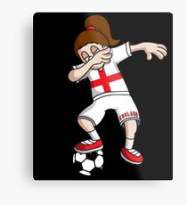 England Football Dabbing Soccer Girl With Soccer Ball And National Flag Jersey Futbol Fan Design Metal Print