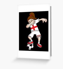 England Football Dabbing Soccer Girl With Soccer Ball And National Flag Jersey Futbol Fan Design Greeting Card