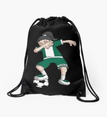 Nigeria Football Dabbing Soccer Girl With Soccer Ball And National Flag Jersey Futbol Fan Design Drawstring Bag