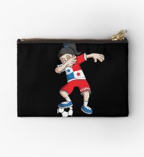 Panama Football Dabbing Soccer Girl With Soccer Ball And National Flag Jersey Futbol Fan Design Studio Pouch