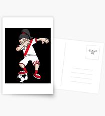 Peru Football Dabbing Soccer Girl With Soccer Ball And National Flag Jersey Futbol Fan Design Postcards