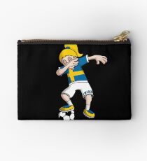 Sweden Football Dabbing Soccer Girl With Soccer Ball And National Flag Jersey Futbol Fan Design Studio Pouch