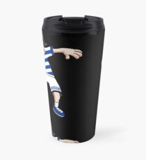 Uruguay Football Dabbing Soccer Girl With Soccer Ball And National Flag Jersey Futbol Fan Design Travel Mug