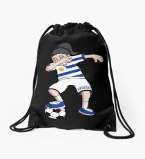 Uruguay Football Dabbing Soccer Girl With Soccer Ball And National Flag Jersey Futbol Fan Design Drawstring Bag