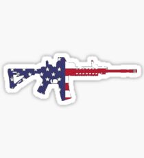 American Flag Red White And Blue Ar15 Rifle Glossy Sticker