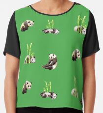 Cute panda bear pattern bamboo design Chiffon Top