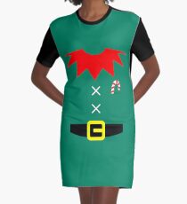 Elf Costume for Carnaval Christmas Halloween Party Graphic T-Shirt Dress