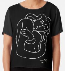TAHITIAN LADY : Vintage Matisse Black and White Painting Print Chiffon Top