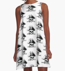 Pirates Adventure Mallorca Merchandise Skull White Pattern A-Line Dress