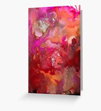 Abstract ink art flames volcano red purple pink orange gold pattern print Greeting Card