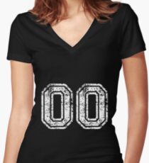 Sport Team Jersey 00 T Shirt Football Soccer Baseball Hockey Double Basketball Double Zero Women's Fitted V-Neck T-Shirt