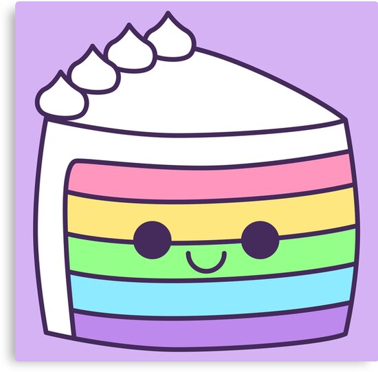 "kawaii pastel rainbow cake slice" Canvas Print by kittybox Redbubble