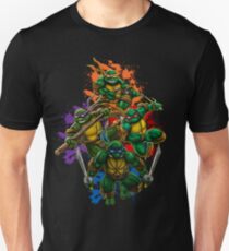Teenage Mutant Ninja Turtles Colorful Splatter Background Illustration Unisex T-Shirt