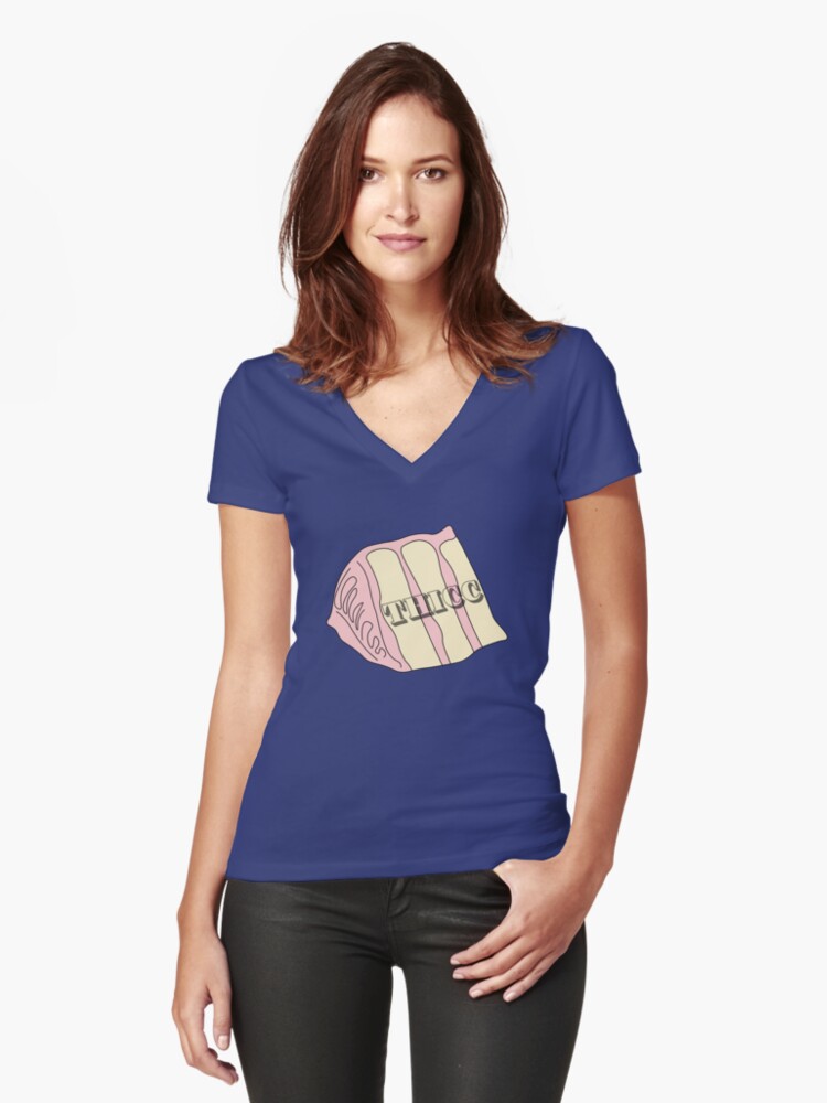 Download "Thicc Cake" Women's Fitted V-Neck T-Shirt by mlaudym ...