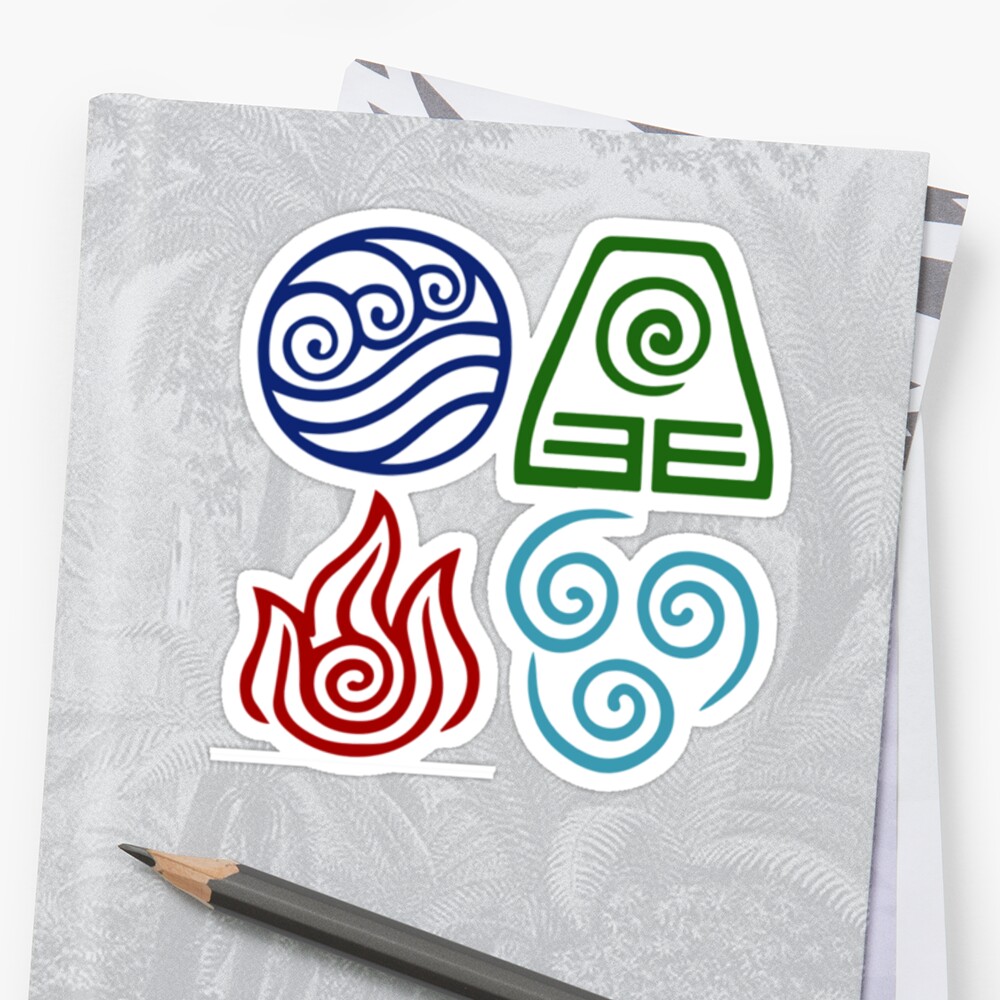 Avatar Four Elements Square Stickers By Daljo Redbubble