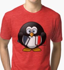 Penguin bookworm reading office Tri-blend T-Shirt