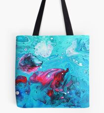 Green and Pink Acrylic Pour Tote Bag