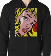 Sudadera con capucha y cremallera Cara de niña del arte pop, Roy Lichtenstein