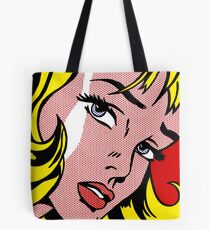 Pop art girl face, Roy Lichtenstein Tote Bag