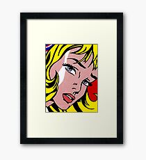 Pop art girl face, Roy Lichtenstein Framed Print