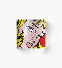 Pop art girl face, Roy Lichtenstein Acrylic Block