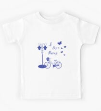 Bicycle, lantern, butterflies. I love Paris. Kids Tee