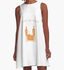 Man and woman with suitcases. Time to travel. A-Line Dress