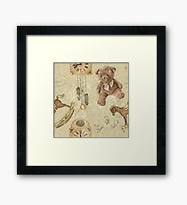 Teddy Bear-Rocking Horse-Vintage Nursery Toys Framed Print