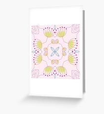 garden summer drawing nature spring seamless colorful repeat pattern Greeting Card