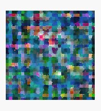geometric square pixel pattern abstract in blue green pink yellow Photographic Print