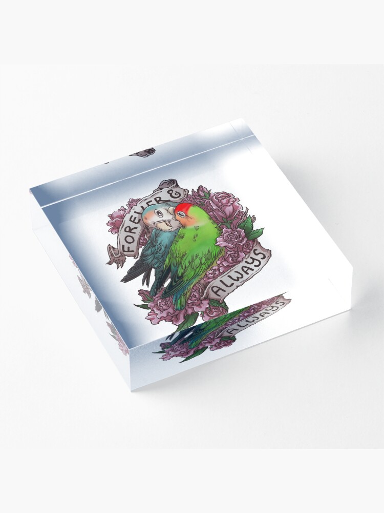 Alternate view of Forever and Always (peach-faced lovebird) Acrylic Block
