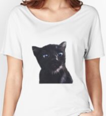 Cute Black Cartoon Cat Women's Relaxed Fit T-Shirt