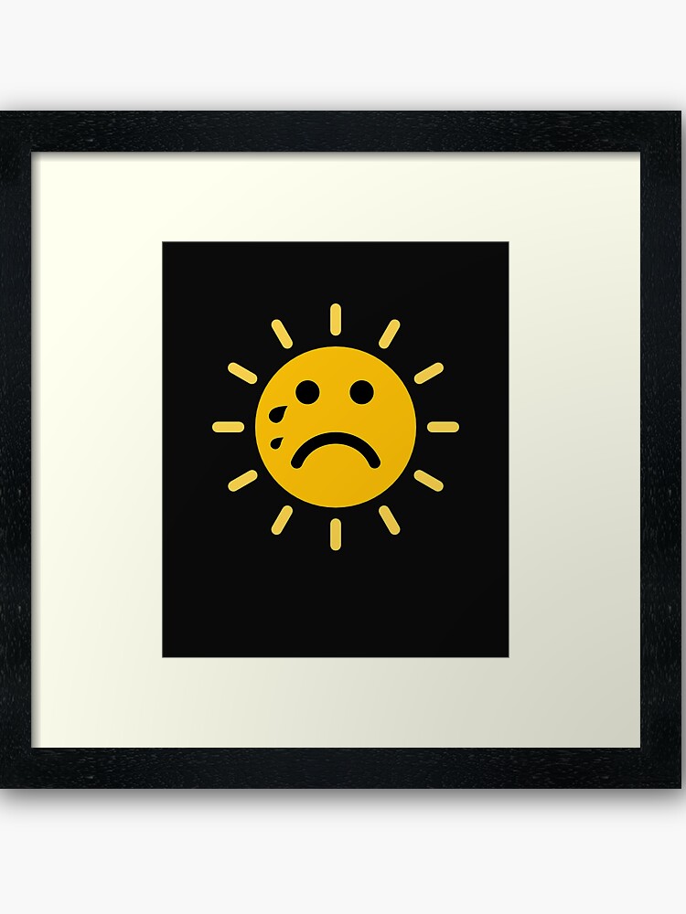 Sad Face Emoji Funny Sun Summer Kids Beach Vacation Framed Art Print