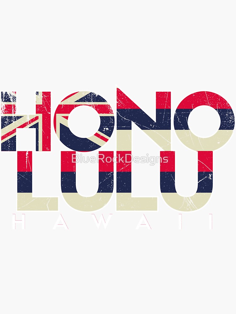 "Hawaiian Flag Honolulu" Sticker by BlueRockDesigns Redbubble