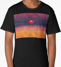 purple digital sunrise background Long T-Shirt