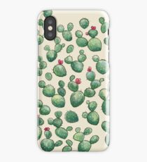 Happy Cactus Pattern on Beige Background iPhone Case
