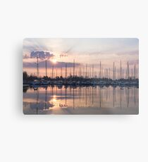 Softly - God Rays and Yachts in Rose Gold and Amethyst Metal Print