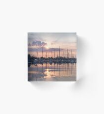 Softly - God Rays and Yachts in Rose Gold and Amethyst Acrylic Block